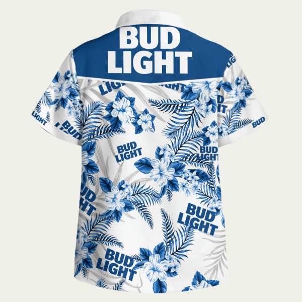 Bud Light Logo Tropical Pattern Hawaiian Shirt - Image 2