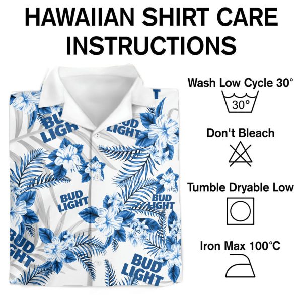 Bud Light Logo Tropical Pattern Hawaiian Shirt - Image 3