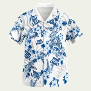 Bud Light Logo Tropical Pattern Hawaiian Shirt