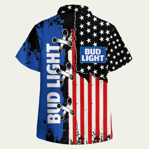 Bud Light US Flag Hawaiian Shirt - Image 2