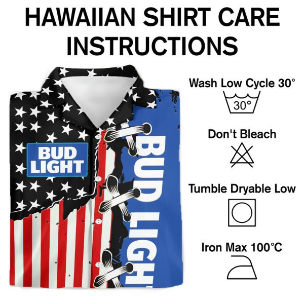 Bud Light US Flag Hawaiian Shirt - Image 3