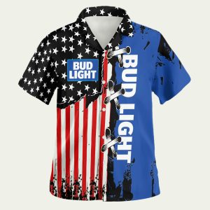 Bud Light US Flag Hawaiian Shirt