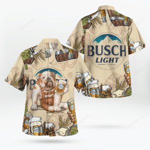 Bulldog Busch Light Beer Hawaiian Shirt for Dog and Beer Lovers
