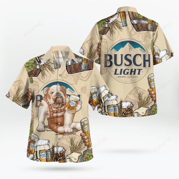 Bulldog Busch Light Beer Hawaiian Shirt for Dog and Beer Lovers