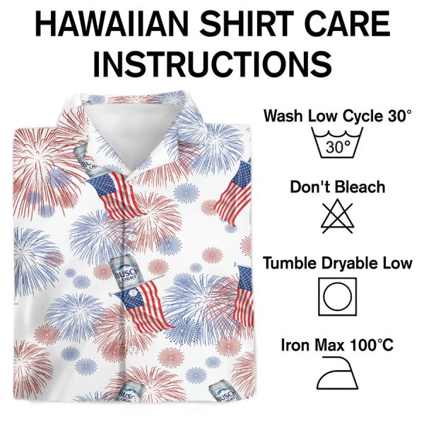 Busch Beer Hawaiian Shirt Featuring American Flag Patriotic Design - Image 3