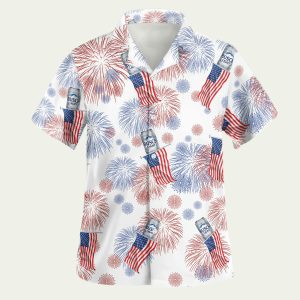 Busch Beer Hawaiian Shirt Featuring American Flag Patriotic Design