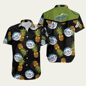 Busch Light Pineapple Balck Hawaiian Shirt