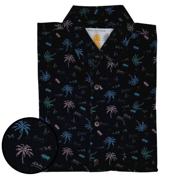 Men's Hawaiian Shirt - Club Tropical Print Polyester Casual Summer Shirt