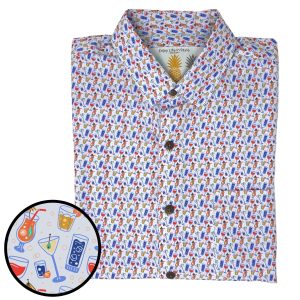 Men's Hawaiian Shirt - Cocktails & Martinis Print Polyester Summer Shirt
