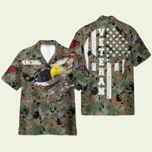 Personalized Veteran Proud Us Marine Camouflage Hawaiian Shirt