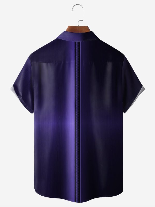 Men's Hawaiian Shirt - Purple Gradient Stripes Casual Polyester Everyday Summer Shirt - Image 2