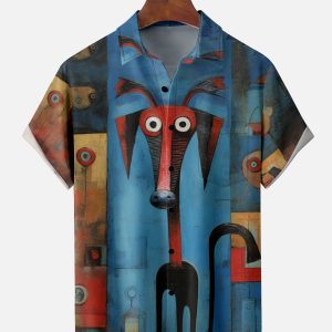 Men's Hawaiian Shirt - Abstract Animal Print Polyester Casual Summer Shirt