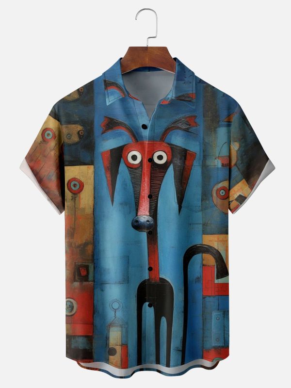 Men's Hawaiian Shirt - Abstract Animal Print Polyester Casual Summer Shirt