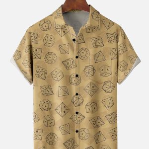 Men's Hawaiian Shirt - Assortment of Dice Print Polyester Fun Summer Shirt