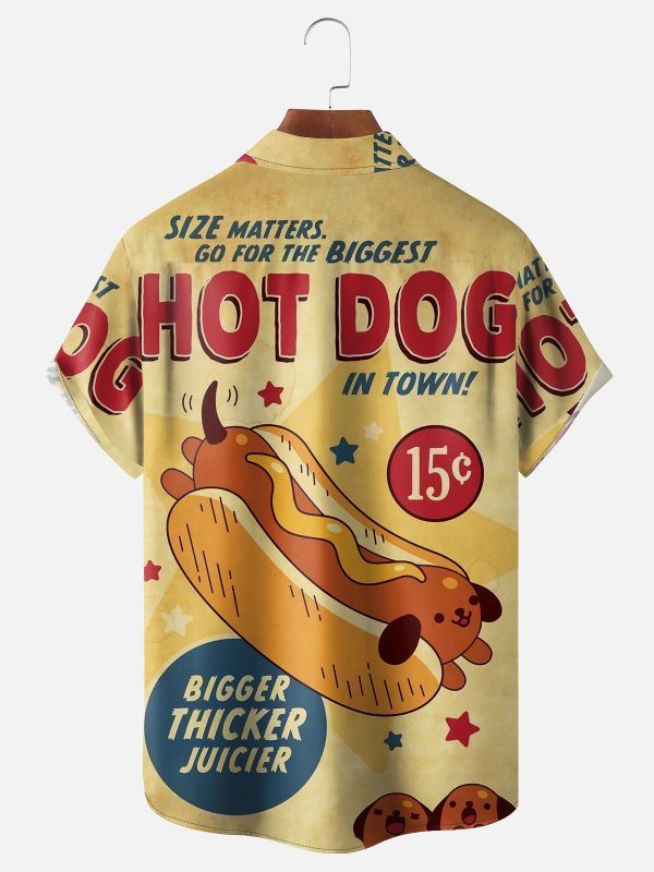 Men's Hawaiian Shirt - Fun Hot Dog Print Polyester Summer Casual Shirt - Image 2