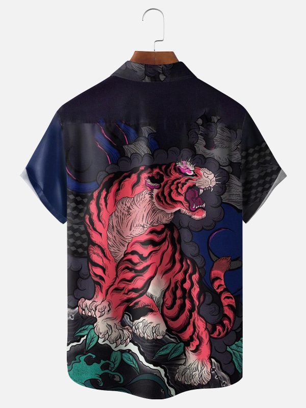 Men's Hawaiian Shirt - Majestic Tiger Print Inspired by Asian Art Polyester Summer Shirt - Image 2