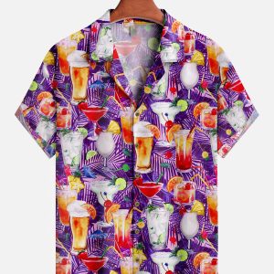 Men's Hawaiian Shirt - Drink Drank Drunk Print Polyester Fun Summer Shirt