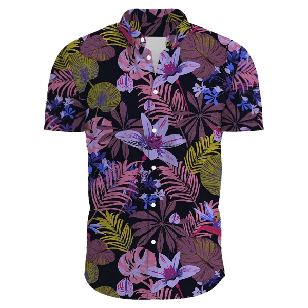 Hawaiian Shirt for Men with Tropical Beach Print - Summer Vacation Shirt for Casual Wear
