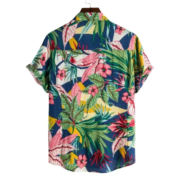 Tropical Hawaiian Shirt for Men with Colorful Floral Print - Summer Beach Shirt - Image 2