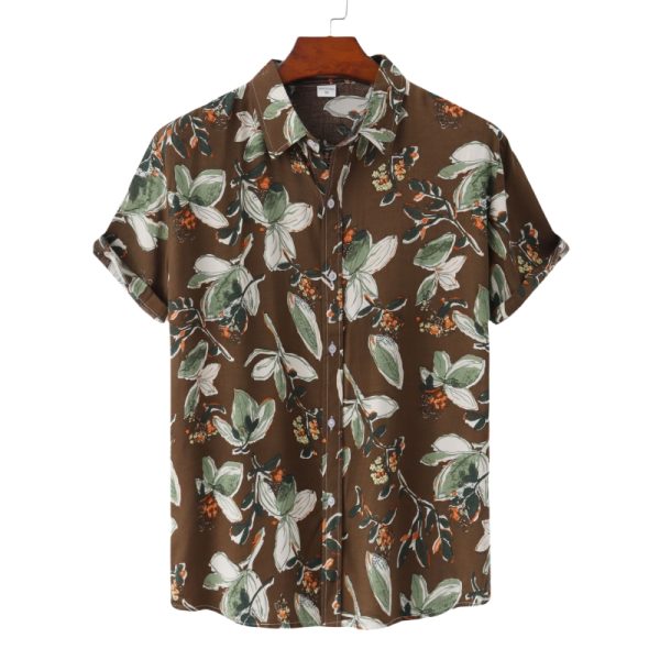 Hawaiian Shirt with Floral Print for Men - Casual Button-Down Shirt for Travel and Beach