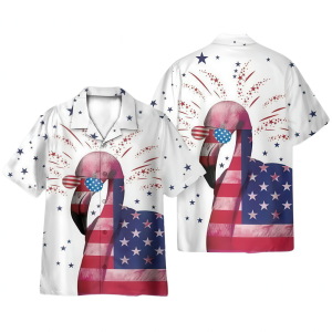 Flamingo 4th July Independence Day Hawaiian Shirt for Men - Patriotic Design & Tropical Summer Style