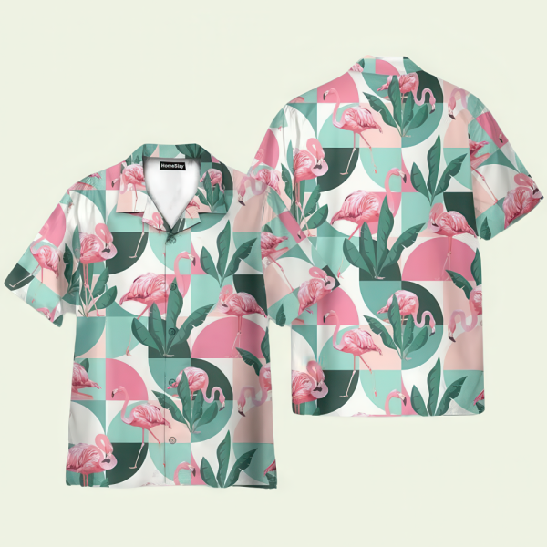 Flamingo Exotic Patchwork Patterns Hawaiian Shirt for Men - Vibrant Tropical Design & Bold Summer Style