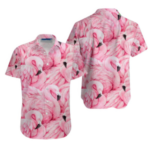 Pink Flamingo Aloha Hawaiian Shirt for Men - Tropical Hibiscus & Flamingo Design, Perfect for Summer Vacation