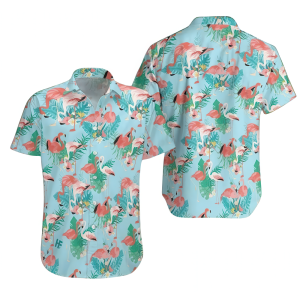 Flamingo Couple Hawaiian Shirt for Men - Tropical Flamingo Design & Summer Style, Perfect for Beach Getaways