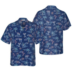 Beach Party Tropical Flamingo Hawaiian Shirt for Men - Bold Hibiscus & Flamingo Design, Perfect for Summer Fun