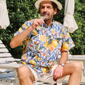 Blue Hawaiian Shirt for Men - Short Sleeve Button-down Shirt - Vintage Tropical Design for Men