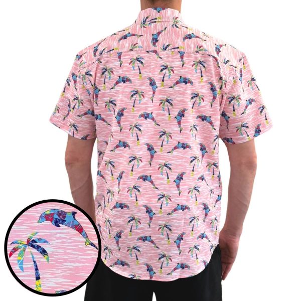 Men's Hawaiian Shirt - Dolphin Paradise Print Polyester Tropical Summer Shirt - Image 3