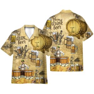 Drink Beer Vintage Pattern Hawaiian Shirt