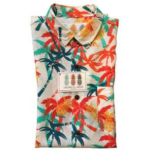 Men's Hawaiian Shirt - Electric Palms Print Polyester Casual Summer Shirt