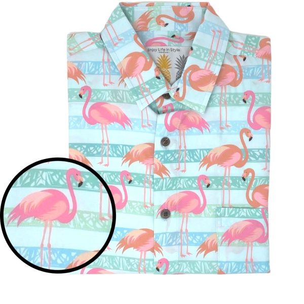 Men's Hawaiian Shirt - Flamingo Paradise Print Polyester Casual Summer Shirt
