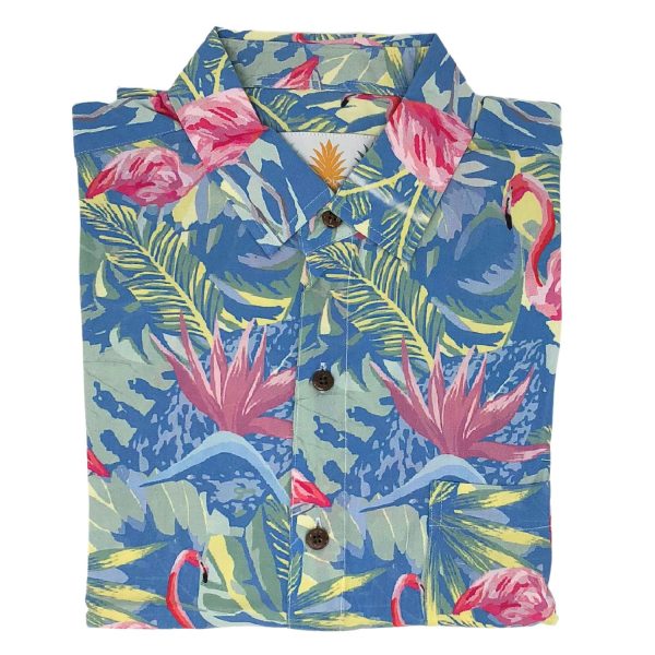 Men's Hawaiian Shirt - Flamingo Rum Club Print Polyester Casual Summer Shirt