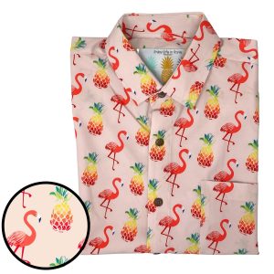 Men's Hawaiian Shirt - Floridian Flamingo Print Polyester Tropical Summer Shirt
