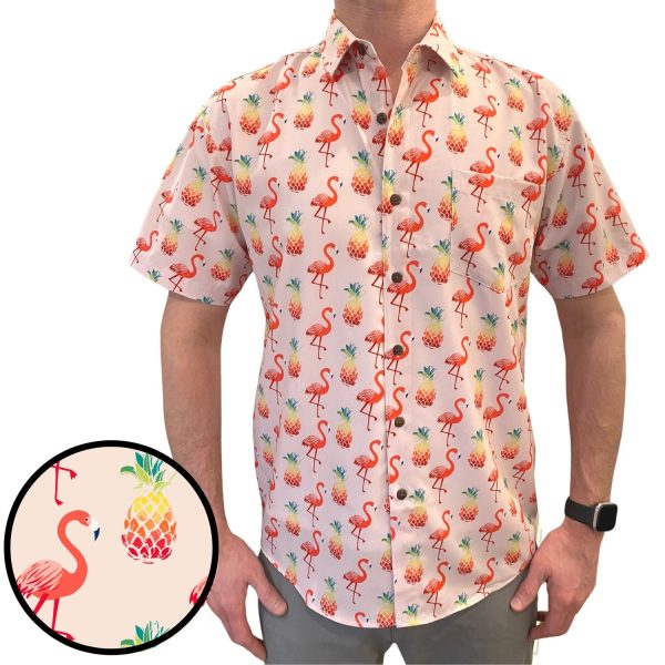Men's Hawaiian Shirt - Floridian Flamingo Print Polyester Tropical Summer Shirt - Image 2