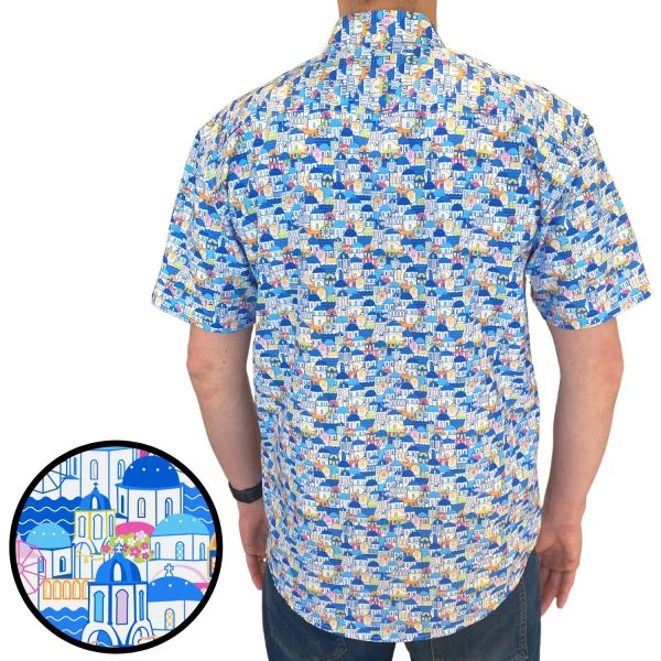 Men's Hawaiian Shirt - Greek Paradise Print Polyester Tropical Summer Shirt - Image 3