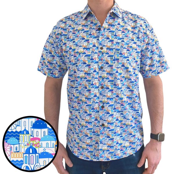 Men's Hawaiian Shirt - Greek Paradise Print Polyester Tropical Summer Shirt - Image 2