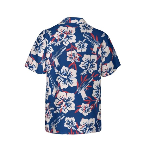 Gun Patriotic Red White Blue Hawaiian Shirt - Image 2