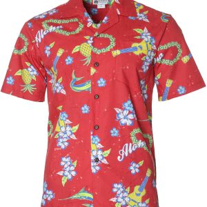 Men's Hawaiian Shirt - Aloha Polyester Luau Print Casual Summer Shirt