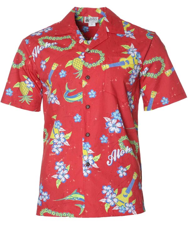 Men's Hawaiian Shirt - Aloha Polyester Luau Print Casual Summer Shirt