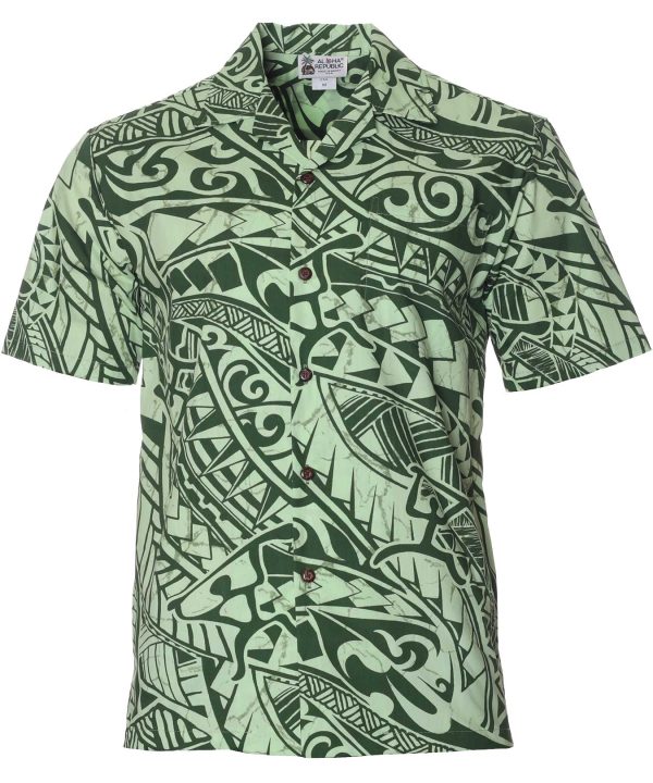 Men's Hawaiian Shirt - Tribal Polyester Aloha Print Casual Shirt
