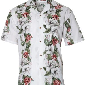 Men's Hawaiian Shirt - Hibiscus Panel Polyester Print Casual Summer Shirt