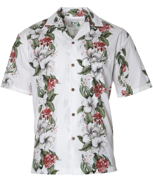 Men's Hawaiian Shirt - Hibiscus Panel Polyester Print Casual Summer Shirt