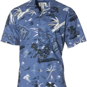 Men's Hawaiian Shirt - Hawaii Islands Polyester Aloha Print Casual Summer Shirt