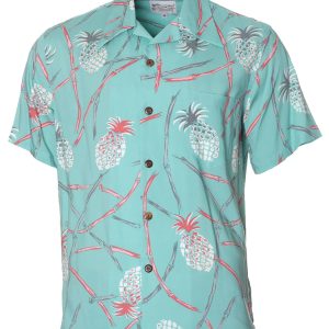 Men's Hawaiian Shirt - Open Collar Retro Pineapple Bamboo Polyester Print Summer Shirt