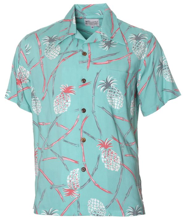 Men's Hawaiian Shirt - Open Collar Retro Pineapple Bamboo Polyester Print Summer Shirt