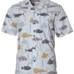 Men's Hawaiian Shirt - Local Fishing Aloha Polyester Print Casual Summer Shirt