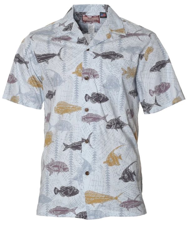Men's Hawaiian Shirt - Local Fishing Aloha Polyester Print Casual Summer Shirt